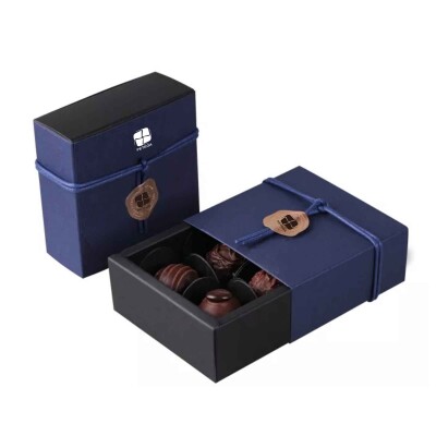 Elegant Blue Box Gift with Dark Chocolate